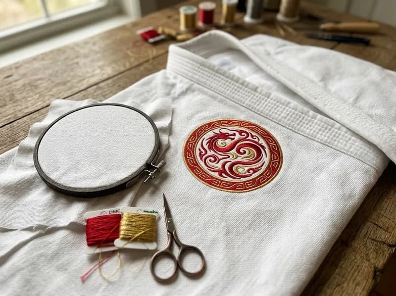 Emblema bordado num kimono